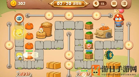 《保卫萝卜3》集市44关攻略：巧用滑道策略，轻松收获金萝卜